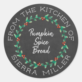 Adesivo Redondo Calçado Natal Holly Wreath Kitchen Treatores