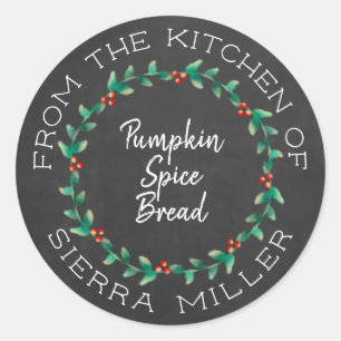 Adesivo Redondo Calçado Natal Holly Wreath Kitchen Treatores