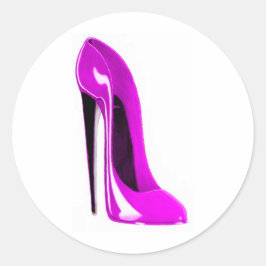 Adesivo Redondo calçado stiletto rosa quente