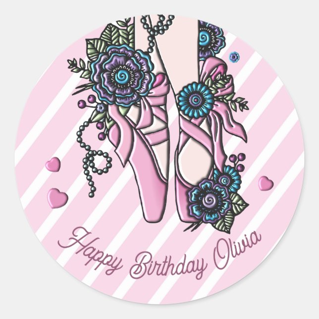 Adesivo Redondo Calçados de Balé personalizados (Frente)