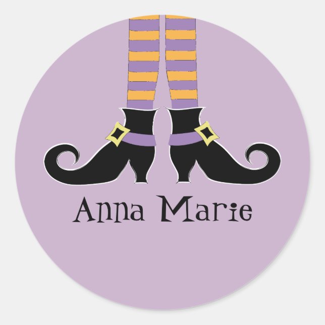 Adesivo Redondo Calçados de bruxas brancas (Frente)