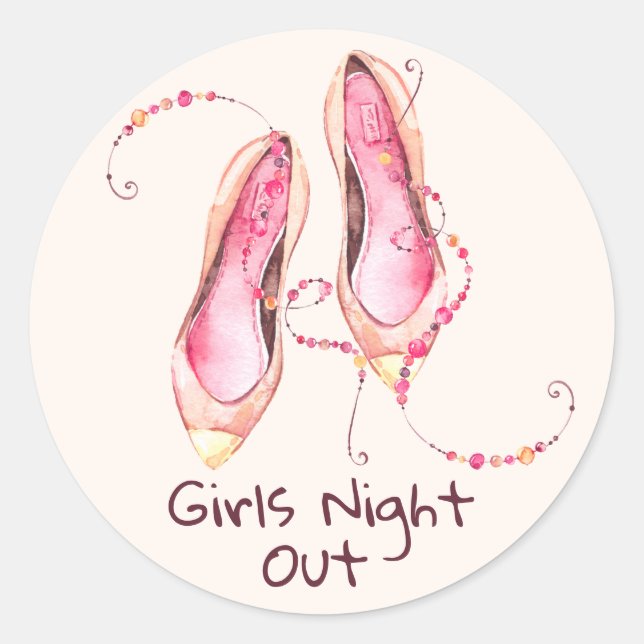 Adesivo Redondo Calçados Whimsical "Girls Night Out" (Frente)