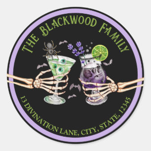 Adesivo Redondo Calças de Halloween Endereço de Regresso