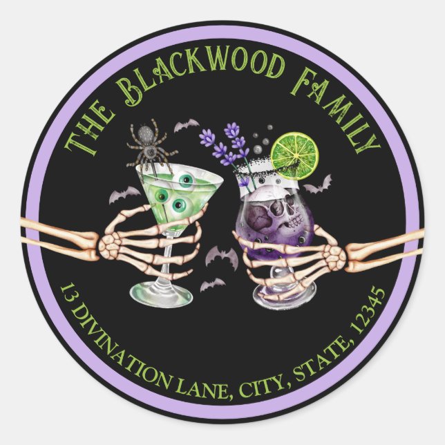 Adesivo Redondo Calças de Halloween Endereço de Regresso (Frente)