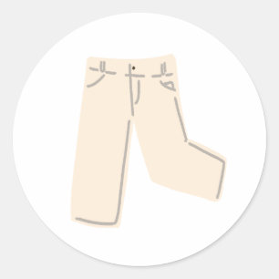 Adesivo Redondo Calças Jeans Bege Creme Desenho à Mão