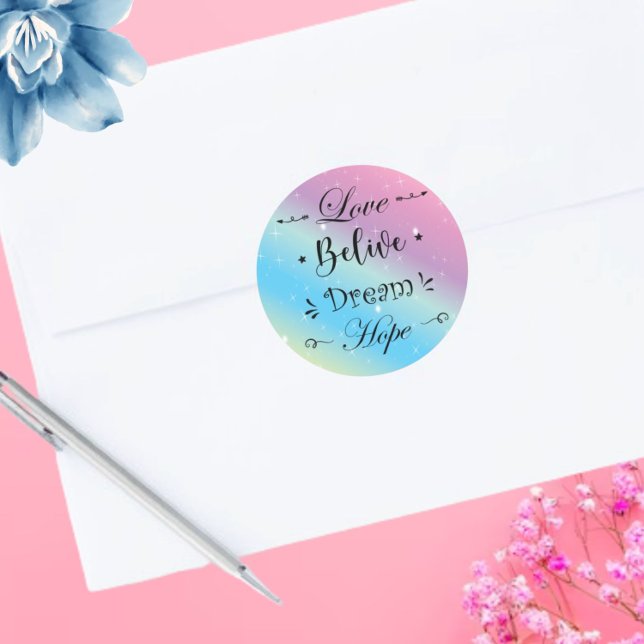 Adesivo Redondo Calcomanía color degradado motivacion  (Moderna pegatina con frase motivacional para toda ocasion)