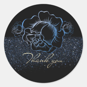 Adesivo Redondo Calcomanía con rosas azules y purina