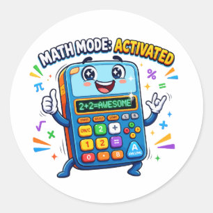 Adesivo Redondo Calculadora Fofo Modo Matemática Ativada Escola