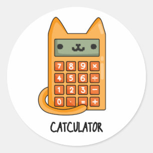 Adesivo Redondo Calculadora Funny de Gato