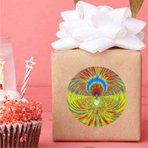 Adesivo Redondo Caleidoscópio Colorido Impressão de Arte