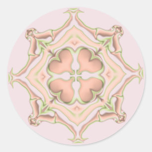 Adesivo Redondo Caleidoscópio de Diamante e Corações Rosa e Verde