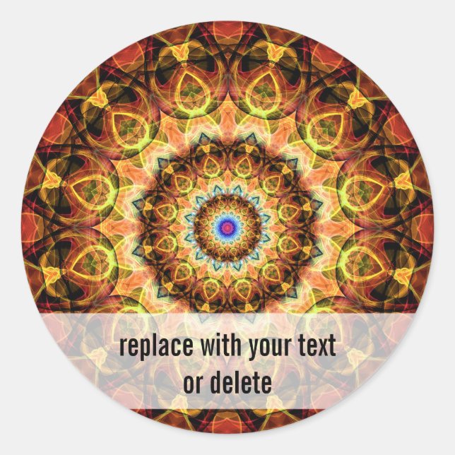 Adesivo Redondo Caleidoscópio de vidro queimado Ochre (Frente)