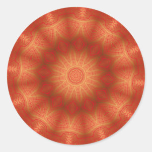 Adesivo Redondo Caleidoscópio Dourado e vermelho