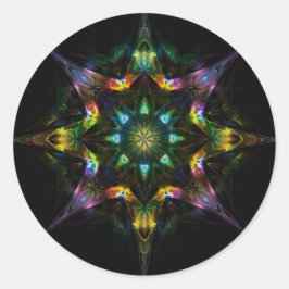 Adesivo Redondo Caleidoscópio Mandala - Preto Verde Roxo