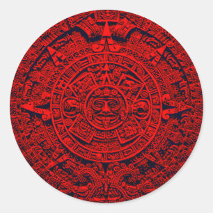 Adesivo Redondo Calendário Aztec - vermelho
