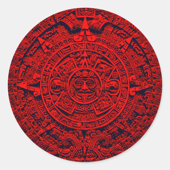 Adesivo Redondo Calendário Aztec - vermelho (Frente)