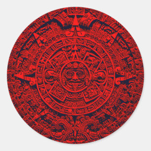 Adesivo Redondo Calendário Aztec - vermelho