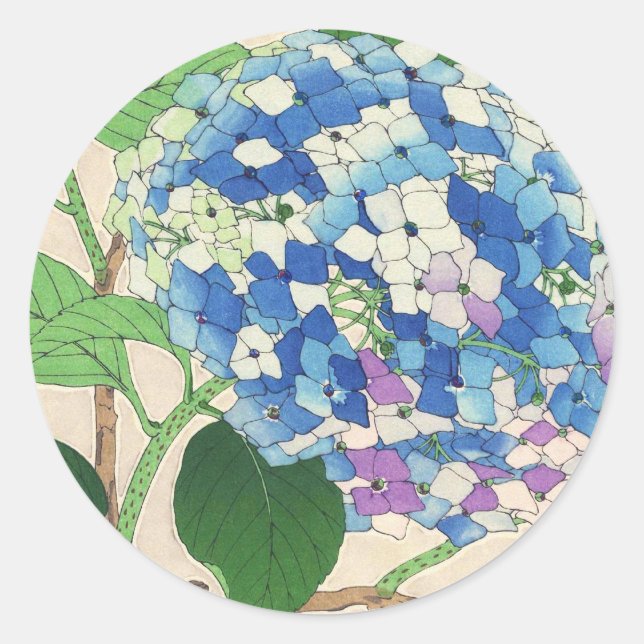 Adesivo Redondo Calendário Floral do Japão de Kawarazaki Shodo (Frente)