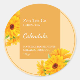 Adesivo Redondo Calendula Herbal Tea Business Label