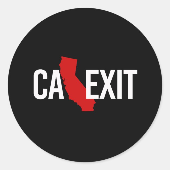 Adesivo Redondo Calexit - California Exit - vermelho branco - - - (Frente)