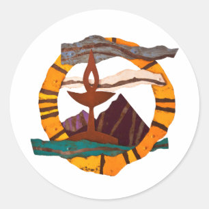 Adesivo Redondo Cálice de UUSS, Universalista unitário, UU,