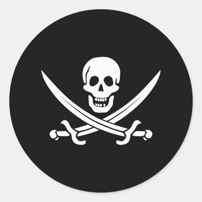Adesivo Redondo Calico Jack Flag Pirate (Frente)