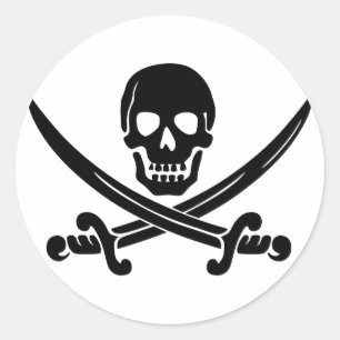Adesivo Redondo Calico Jack Skull & Swords Sticker