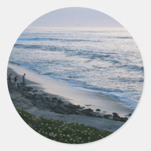 Adesivo Redondo California Beach Sunset Custom La Jolla Stickers