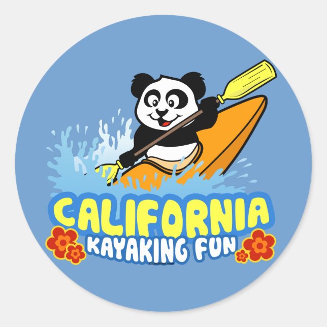 Adesivo Redondo California Kayaking Fun Panda (Frente)