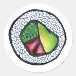 Adesivo Redondo California Maki Roll Sushi - Comida Cuisine Japonê