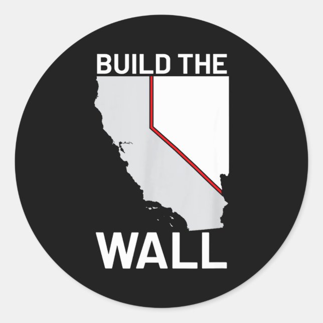Adesivo Redondo California Nevada Build The Wall Ca Nv  (Frente)