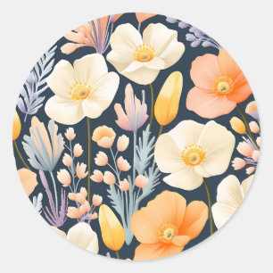 Adesivo Redondo California Poppies Soft e Innocent Floral