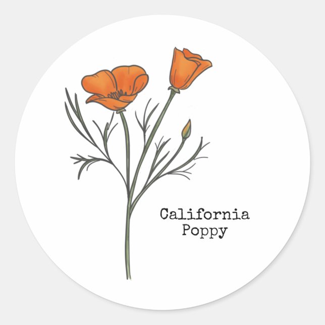 Adesivo Redondo California Poppy (Frente)
