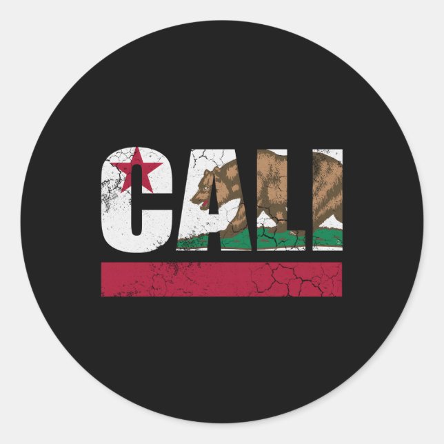 Adesivo Redondo California Republic Cali Flag Fade (Frente)