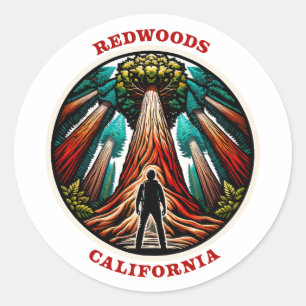 Adesivo Redondo Califórnia Sequoias