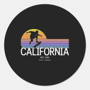 Adesivo Redondo California Skate Company Retro Skater Pôr do Sol