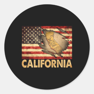 Adesivo Redondo Califórnia Usa Bandeira Americana Patriótica 4º De