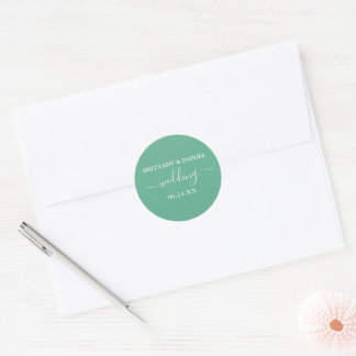 Adesivo Redondo Caligrafia, Casamento Verde, Envelope Seals