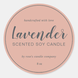 Adesivo Redondo Caligrafia Chic Candelada De Soja Homemada Rosa