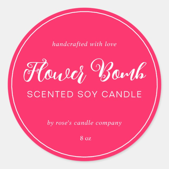 Adesivo Redondo Caligrafia Chic Candle Homemade Soy (Frente)