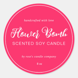 Adesivo Redondo Caligrafia Chic Candle Homemade Soy