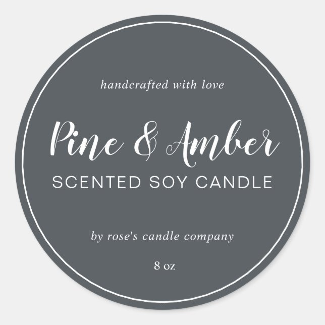 Adesivo Redondo Caligrafia Chic de Soja Homemada Off-Black (Frente)