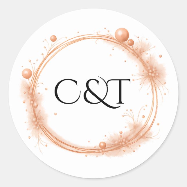 Adesivo Redondo Caligrafia de Casamento com Faíscas Elegante (Frente)