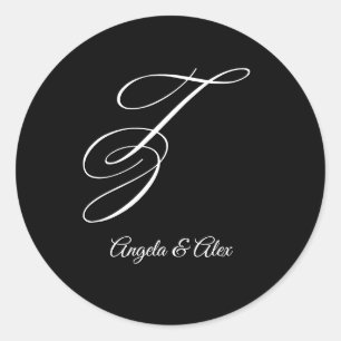 Adesivo Redondo Caligrafia de Casamento Letra Z Maiúscula Monogram