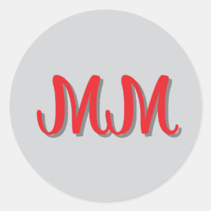 Adesivo Redondo Caligrafia de Cinzas Vermelhas Monogramas