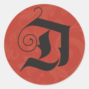 Adesivo Redondo Caligrafia de Natal do Monograma D