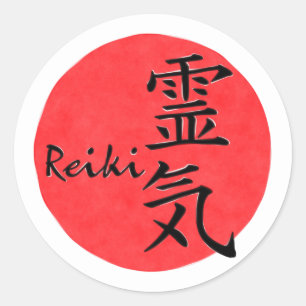 Adesivo Redondo Caligrafia De Reiki E Palavra 1