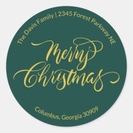 Adesivo Redondo Caligrafia de Rótulo de Retorno de Natal Feliz