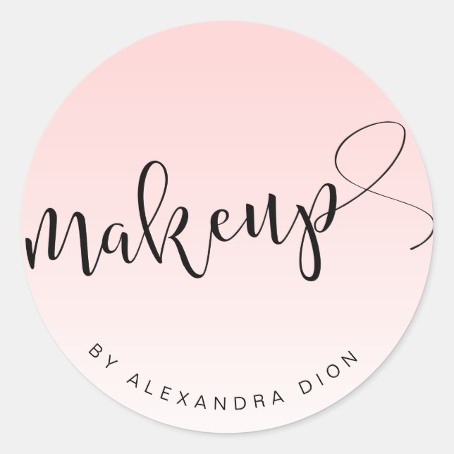 Adesivo Redondo Caligrafia de script manuscrito de rosa claro simp (Frente)