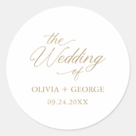 Adesivo Redondo Caligrafia de Script Moderno Elegante Dourada